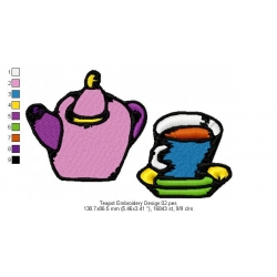 Teapot Embroidery Design 02